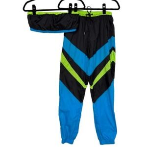 Hot & Delicious Neon Jogging Set, Sz Juniors Large Jogger Pants Bandeau Tube Top